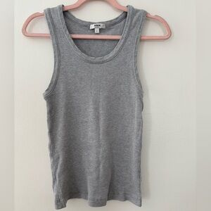 Agolde Gray Ribbed Tank Top Large Made in U.S.A. Poppy Scoop